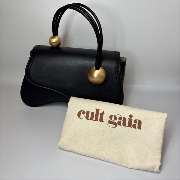 Cult Gaia Kazia Crossbody in Black – NWT Sculptural Leather + Gold Orbs - Picture 4 of 9